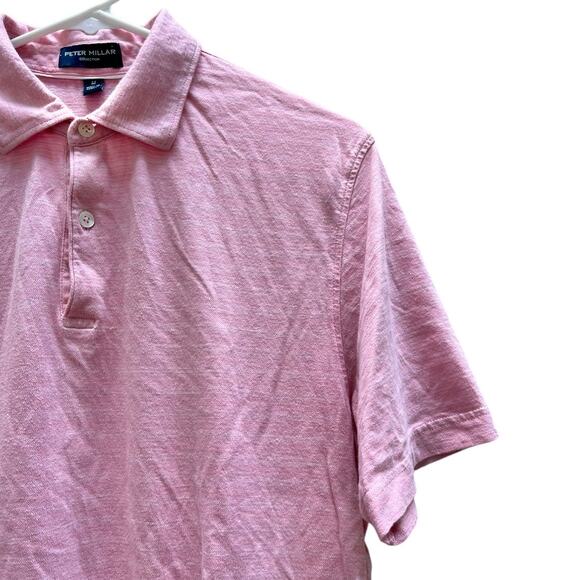Peter Millar Collection Short Sleeve Polo Dusty Pink White Stripes Men's Medium - Picture 1 of 5
